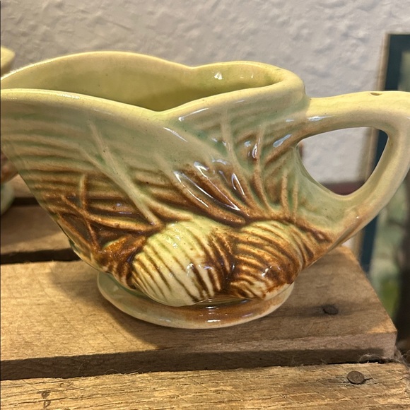 McCoy Pine Cone Design Ceramic Sugar & Creamer Set Cottage Core, Nature Core - Picture 2 of 11